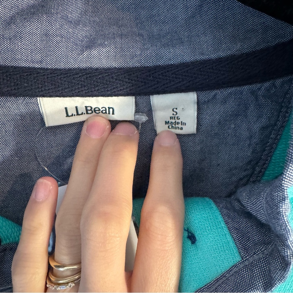 L.L. Bean Shoreline Aqua Striped Pullover - Picture 4 of 9